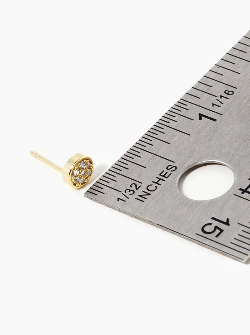 18k Gold Dipped CZ Pave 5mm Round Stud Earrings