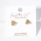 18k Gold Dipped CZ Pave 8mm Triangle Post Stud Earrings