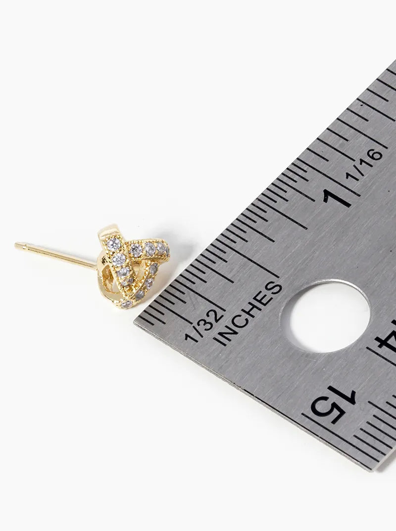 18k Gold Dipped CZ Pave 8mm Triangle Post Stud Earrings