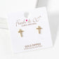 18k Gold Dipped CZ Pave 9mm Cross Stud Earrings