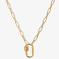 18k Gold Dipped CZ Pave Carabiner Pendant Chain Necklace