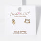 18k Gold Dipped CZ Pave Cat And Fishbone Stud Earrings