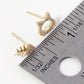 18k Gold Dipped CZ Pave Cat And Fishbone Stud Earrings