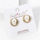 18k Gold Dipped CZ Pave Circle With Pearl Stud Earrings