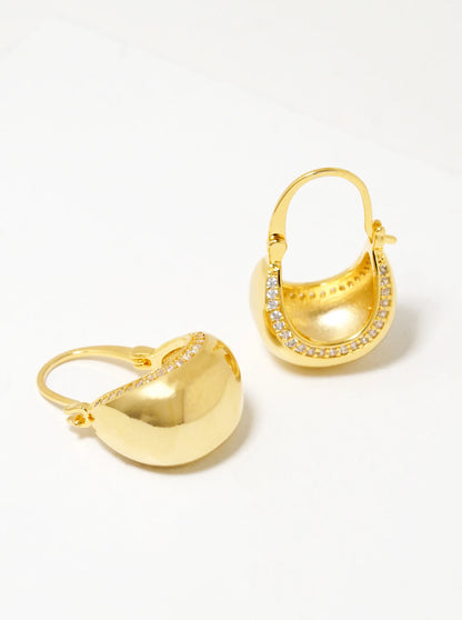 18k Gold Dipped CZ Pave Classic Dangle Earrings