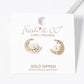 18k Gold Dipped CZ Pave Crescent Moon With Pearl Stud Earrings