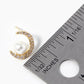 18k Gold Dipped CZ Pave Crescent Moon With Pearl Stud Earrings