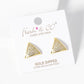 18k Gold Dipped CZ Pave Curved Triangle Stud Earrings