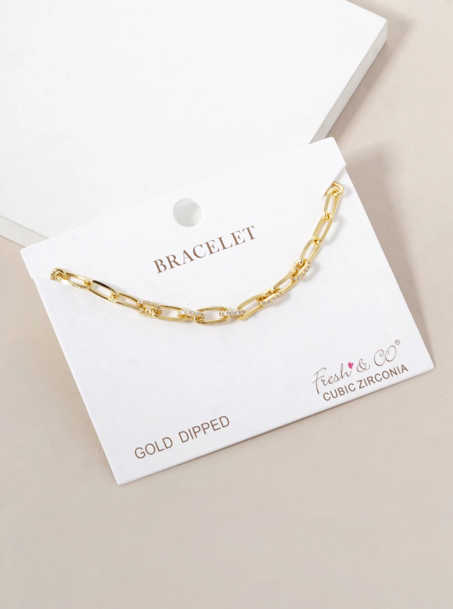 18k Gold Dipped CZ Pave Delicate Link Chain Bracelet