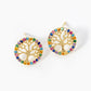 White Gold Dipped CZ Pave Delicate Tree Of Life Stud Earrings
