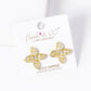 18k Gold Dipped CZ Pave Designer Inspired Flower Stud Earrings