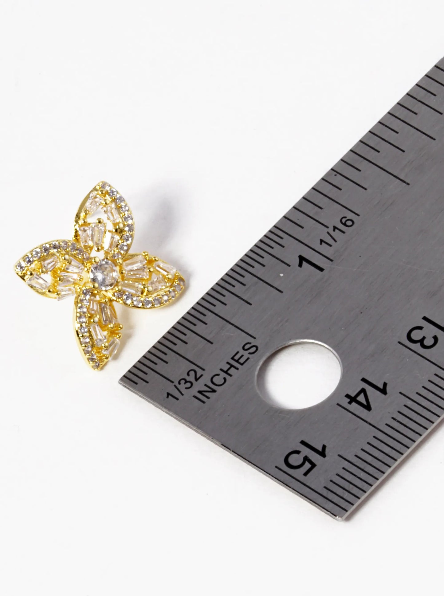 18k Gold Dipped CZ Pave Designer Inspired Flower Stud Earrings