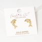 18k Gold Dipped CZ Pave Dolphin Stud Earrings