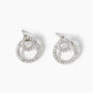 18k Gold Dipped CZ Pave Double Circle Post Stud Earrings