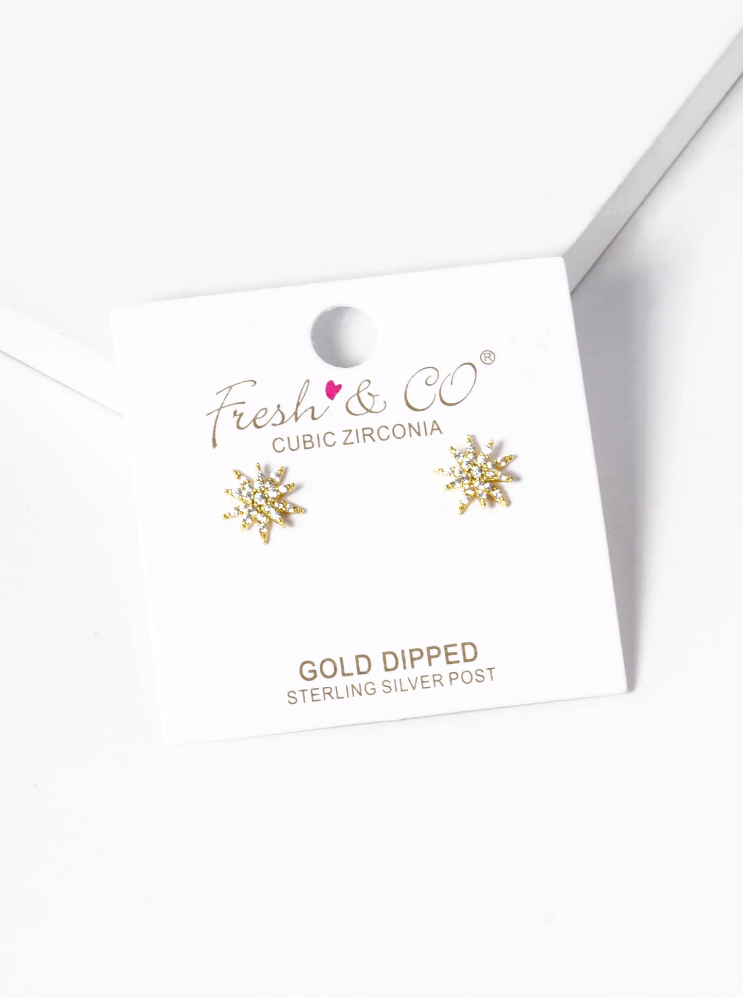 18k Gold Dipped CZ Pave Double Star Stud Earrings