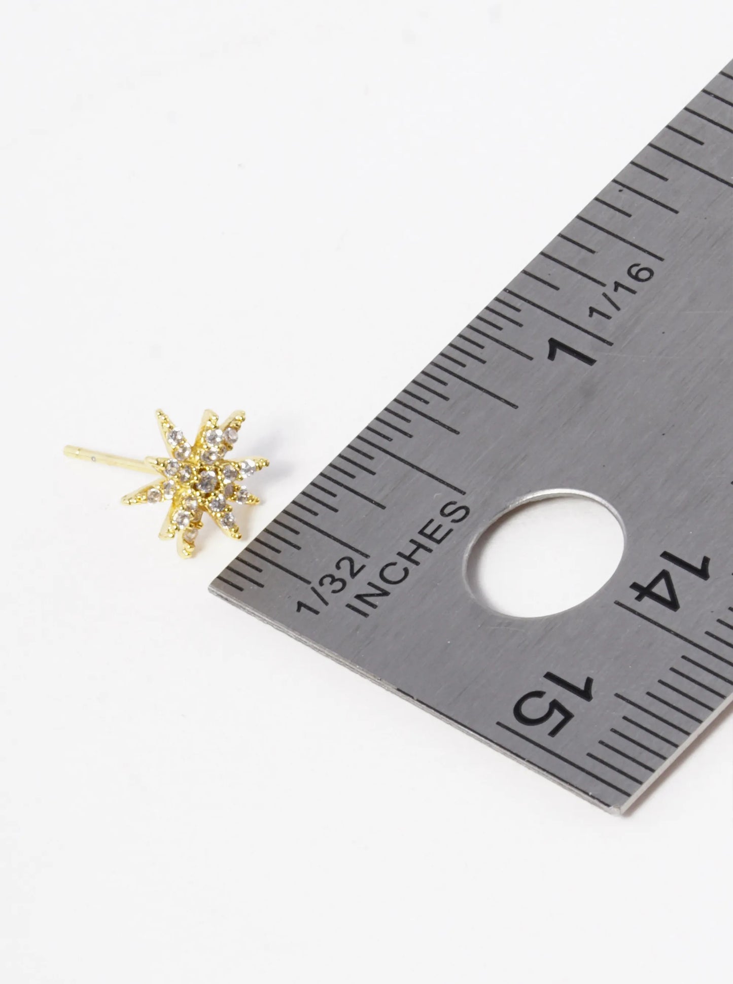 18k Gold Dipped CZ Pave Double Star Stud Earrings