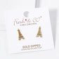 18k Gold Dipped CZ Pave Eiffel Tower Stud Earrings