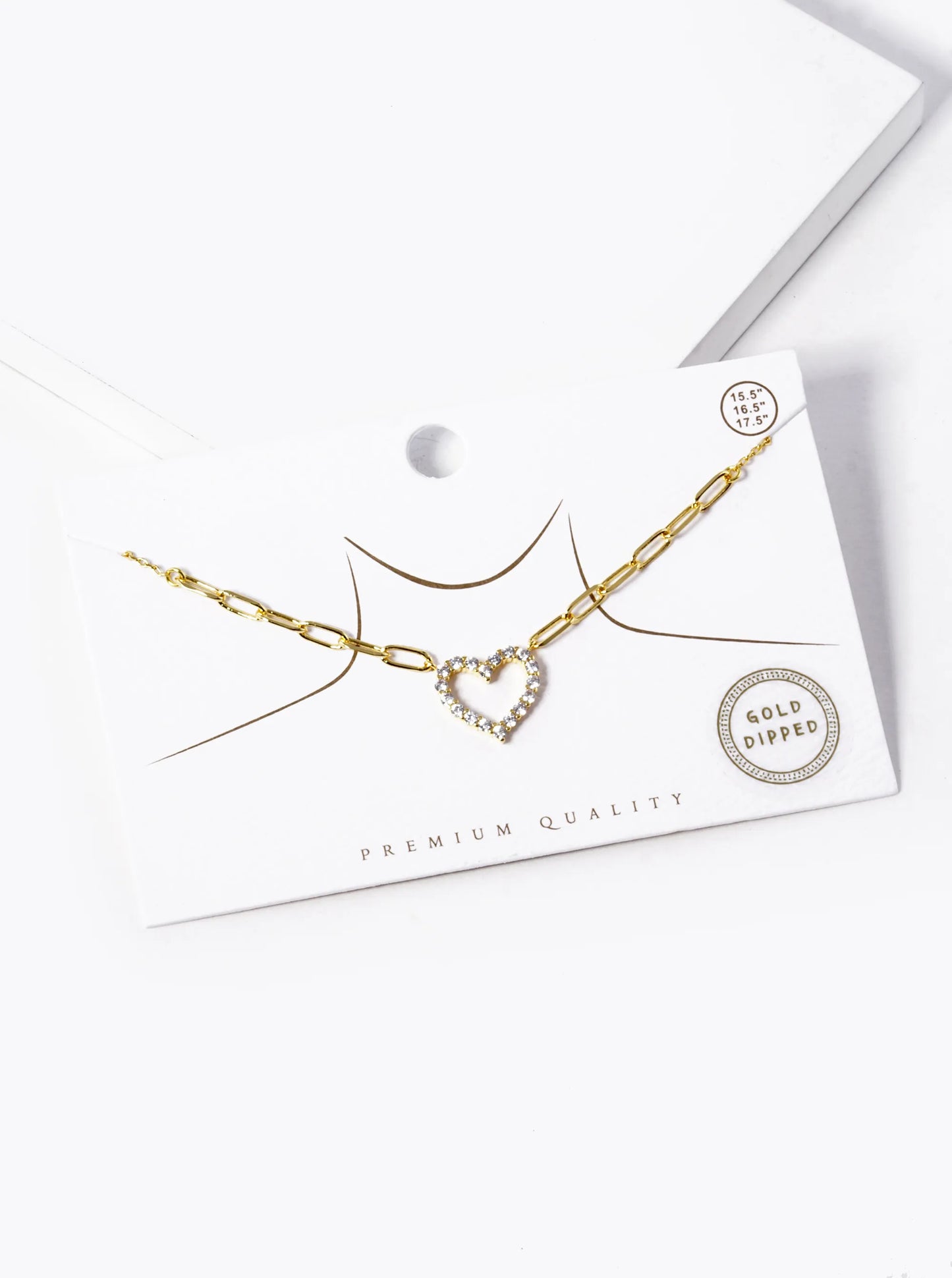 18k Gold Dipped CZ Pave Heart Pendant Necklace