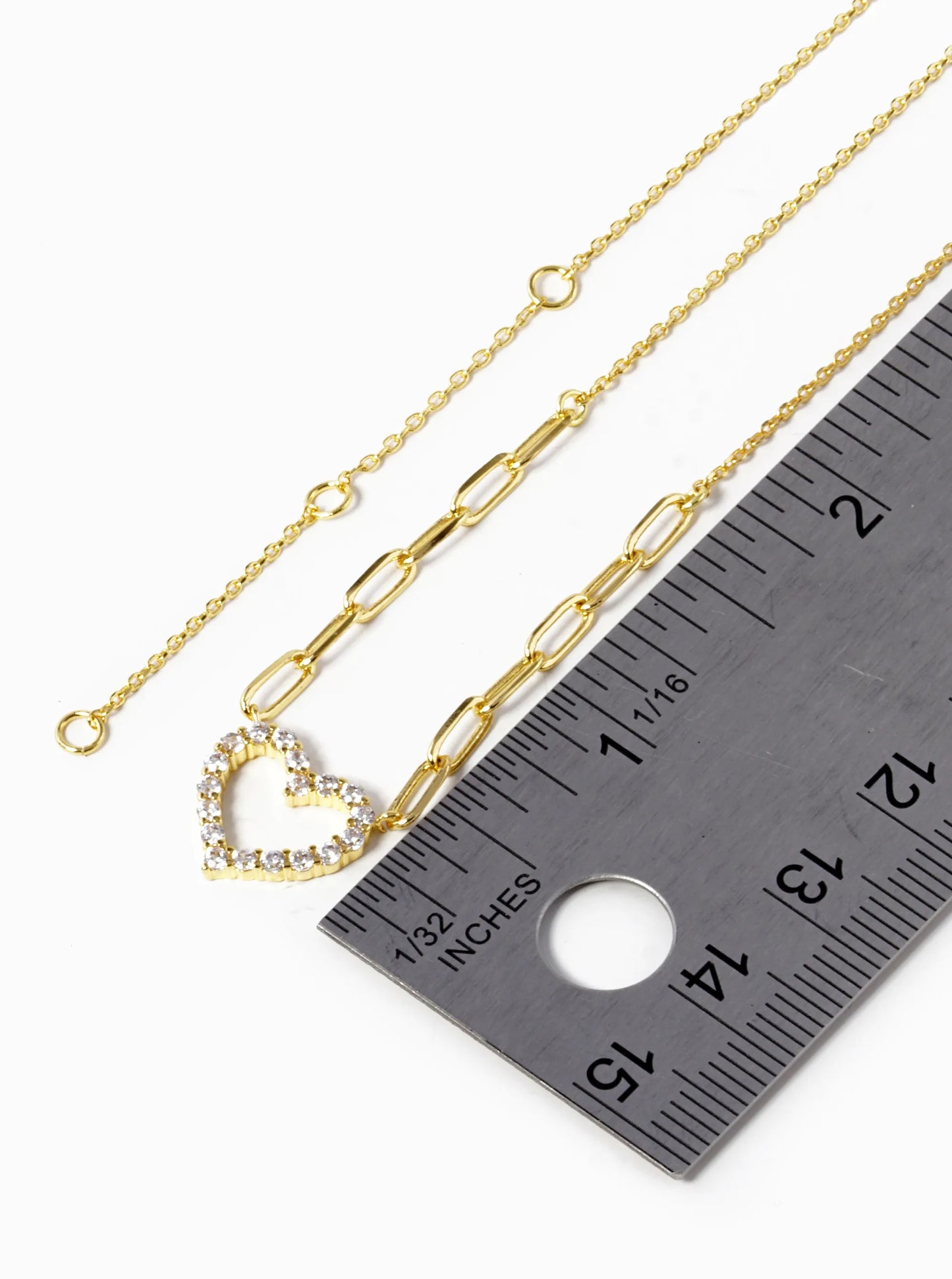 18k Gold Dipped CZ Pave Heart Pendant Necklace
