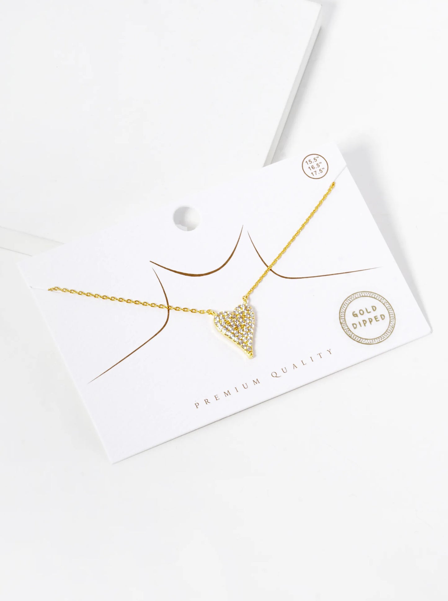 18k Gold Dipped CZ Pave Heart Pendant Necklace