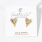 18k Gold Dipped CZ Pave Heart Post Stud Earrings