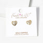 18k Gold Dipped CZ Pave Heart Post Stud Earrings