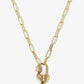 18k Gold Dipped CZ Pave Heart Shape Love Lock Pendant Chain Necklace