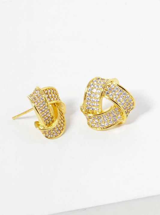 18k Gold Dipped CZ Pave Impossible Triangle Stud Earrings