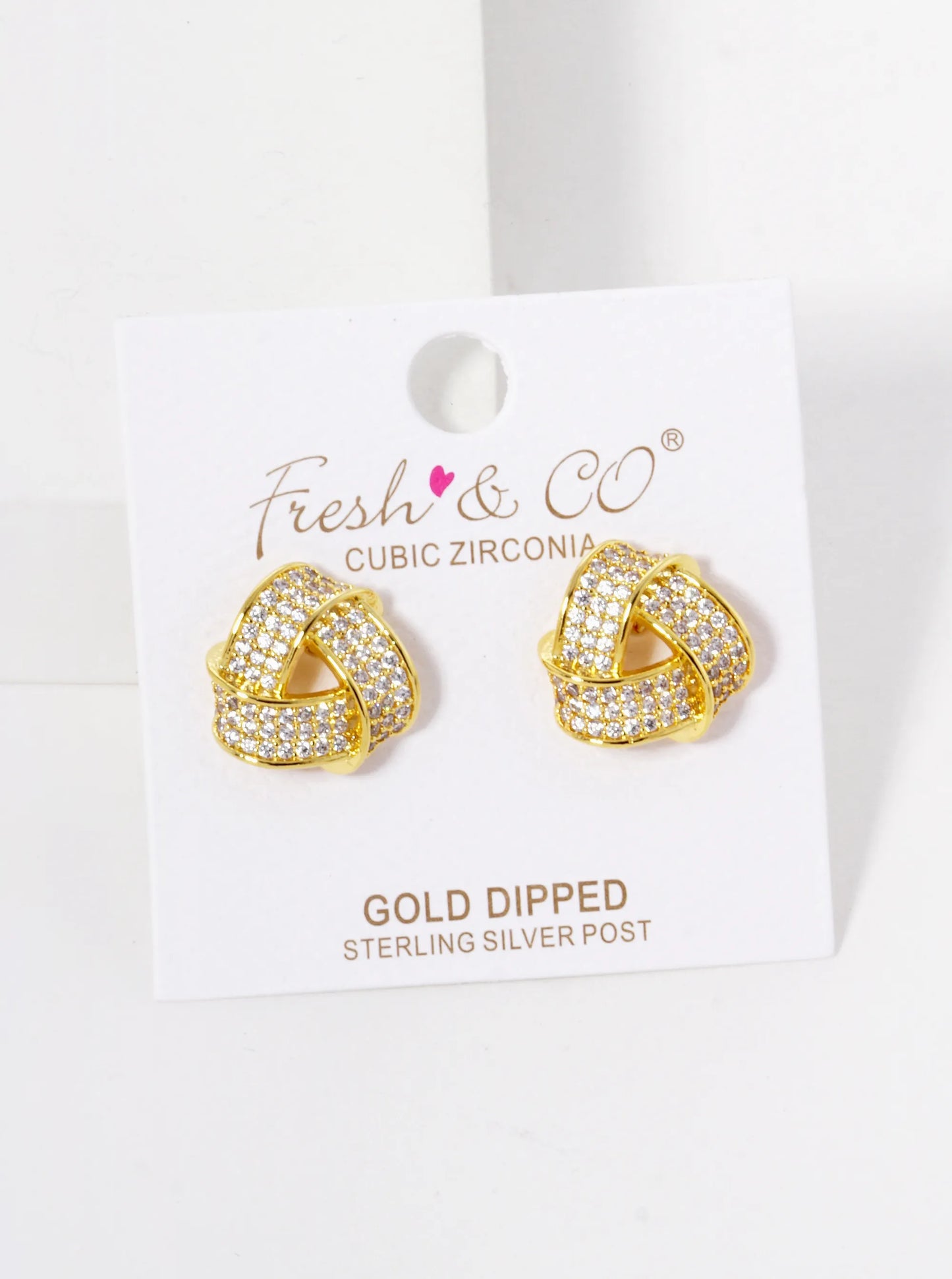 18k Gold Dipped CZ Pave Impossible Triangle Stud Earrings