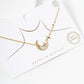 18k Gold Dipped CZ Pave MOP Crescent Moon Pendant Necklace