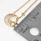 18k Gold Dipped CZ Pave MOP Crescent Moon Pendant Necklace