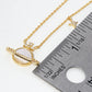 18k Gold Dipped CZ Pave MOP Saturn Pendant Necklace