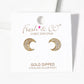 18k Gold Dipped CZ Pave Moon Post Stud Earrings