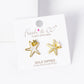 18k Gold Dipped CZ Pave Mother Of Pearl Asymmetric Brass Starfish Stud Earrings