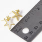 18k Gold Dipped CZ Pave Mother Of Pearl Asymmetric Brass Starfish Stud Earrings