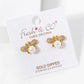 18k Gold Dipped CZ Pave Pearl Bumblebee Stud Earrings