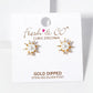 18k Gold Dipped CZ Pave Pearl Flower Stud Earrings