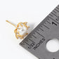 18k Gold Dipped CZ Pave Pearl Flower Stud Earrings
