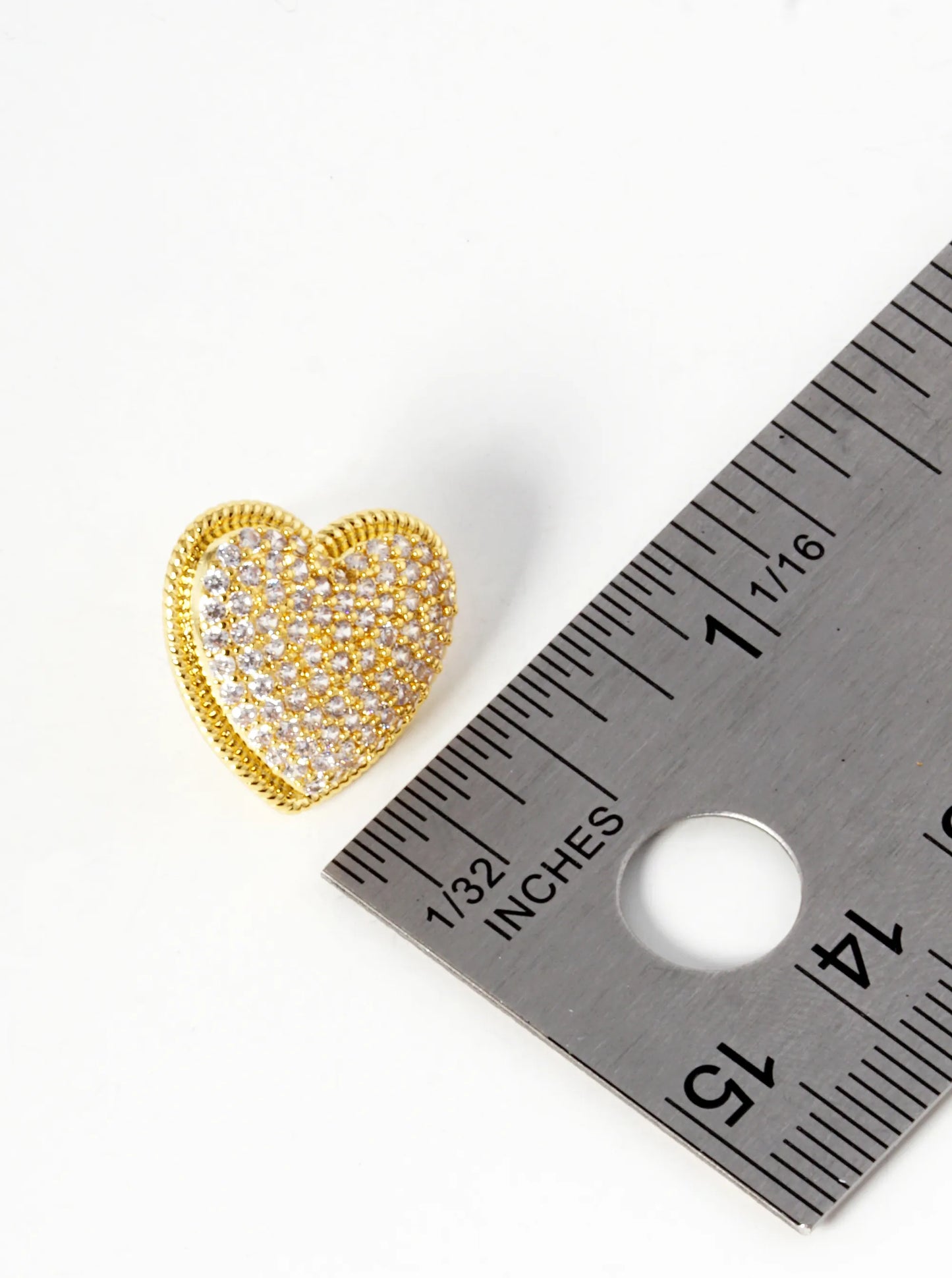 18k Gold Dipped CZ Pave Puffy Heart Stud Earrings