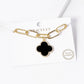 18k Gold Dipped CZ Pave Quatrefoil Charm Chain Bracelet