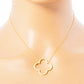 18k Gold Dipped CZ Pave Quatrefoil Pendant Delicate Necklace