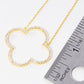 18k Gold Dipped CZ Pave Quatrefoil Pendant Delicate Necklace