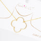 18k Gold Dipped CZ Pave Quatrefoil Pendant Delicate Necklace