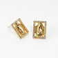 18k Gold Dipped CZ Pave Rectangle Virgin Mary Post Stud Earrings