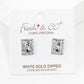 18k Gold Dipped CZ Pave Rectangle Virgin Mary Post Stud Earrings