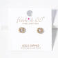 18k Gold Dipped CZ Pave Round Post Stud Earrings