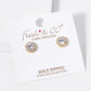 18k Gold Dipped CZ Pave Round Stud Earrings