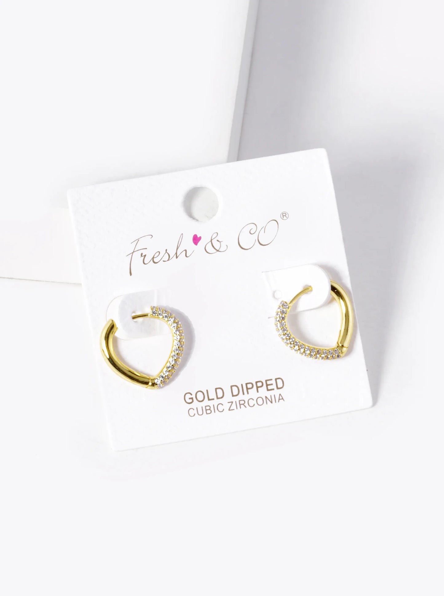 18k Gold Dipped CZ Pave Rounded Triangle Shape 15mm Huggie Hoop Earrings