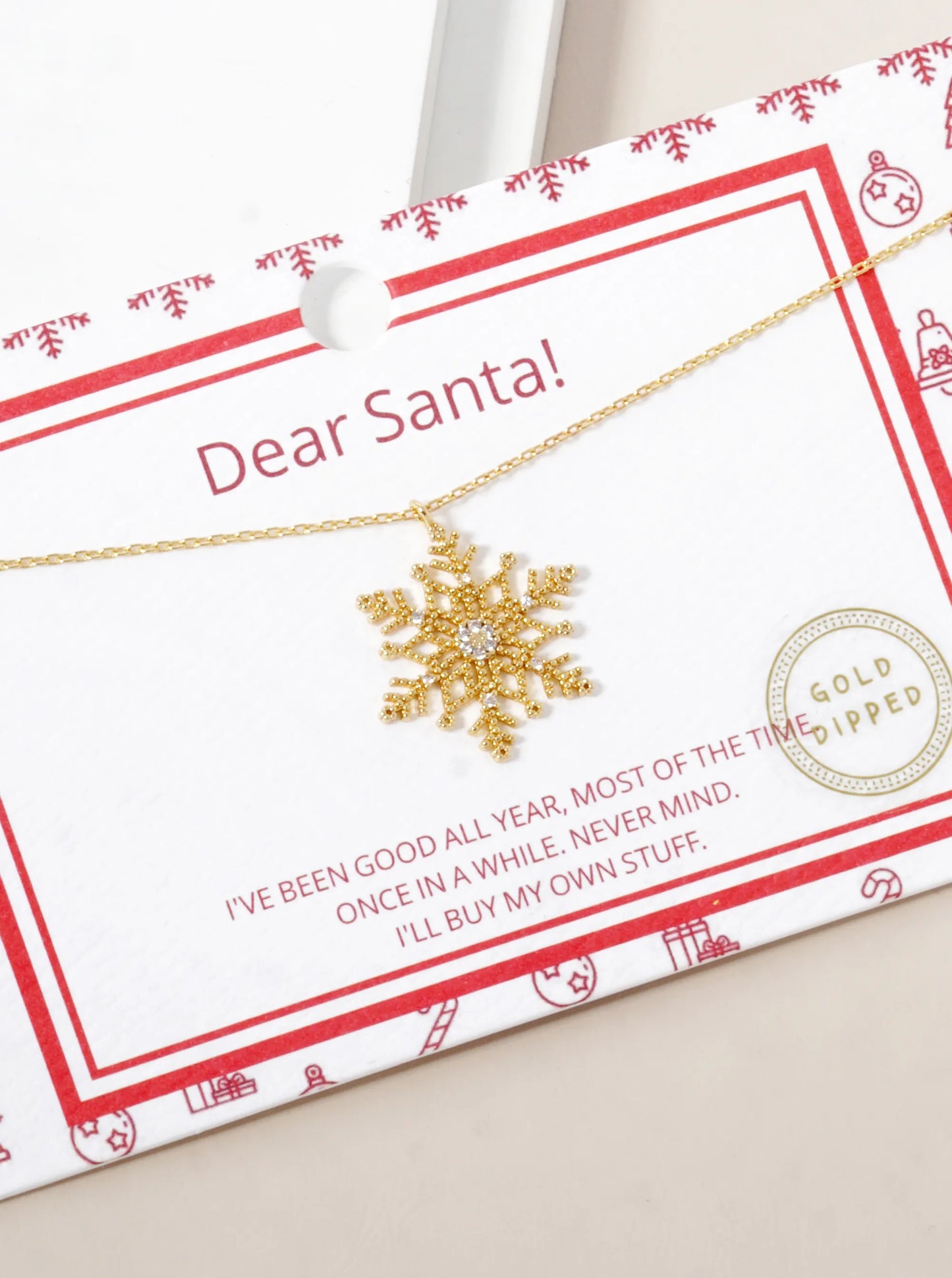 18k Gold Dipped CZ Pave Snowflake Pendant Necklace