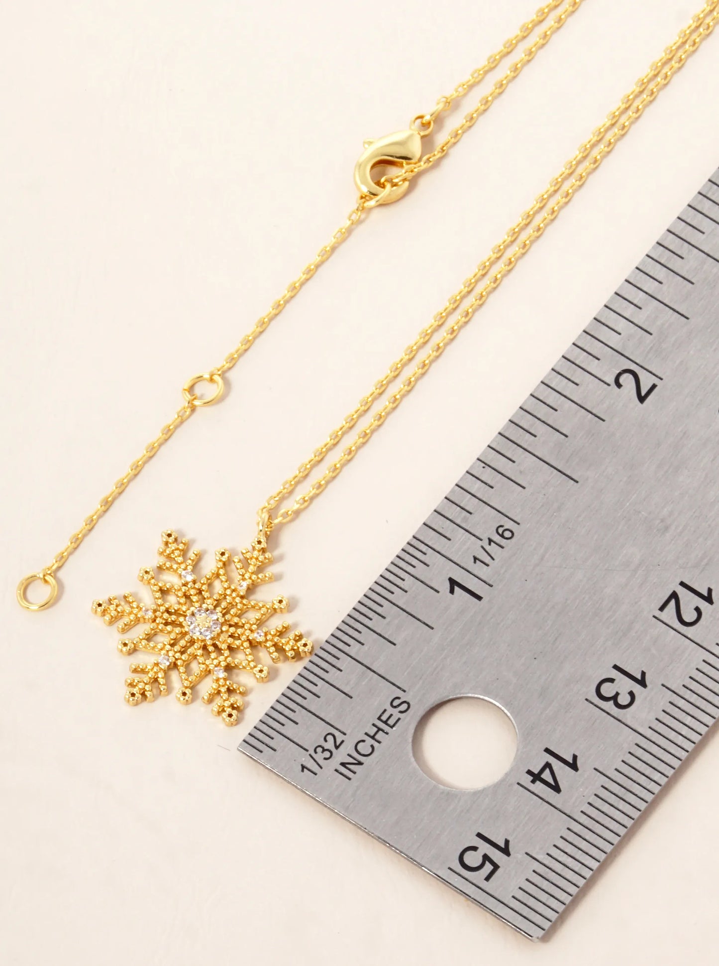 18k Gold Dipped CZ Pave Snowflake Pendant Necklace
